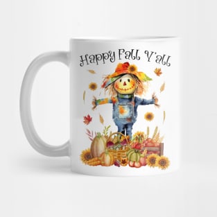 Happy Fall Yall Thanksgiving Halloween Scarecrow Pumpkin Mug